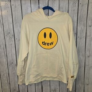 Drew House Men's M Yellow Deconstructed Mascot Smiley Hoodie
